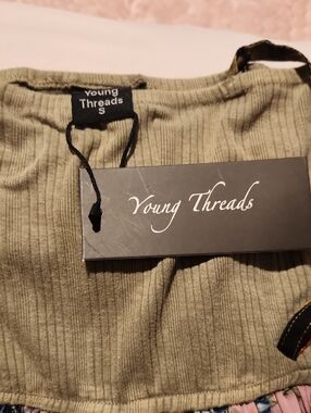 Young Threads Olive Ribbed Mini Dress